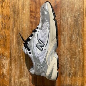 New Balance White and Silver Athletic Shoes